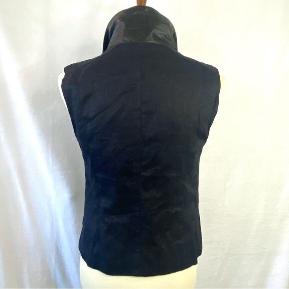 VINCE LEATHER AND LINEN ASYMMETRICAL MOTO VEST - Picture 8 of 14